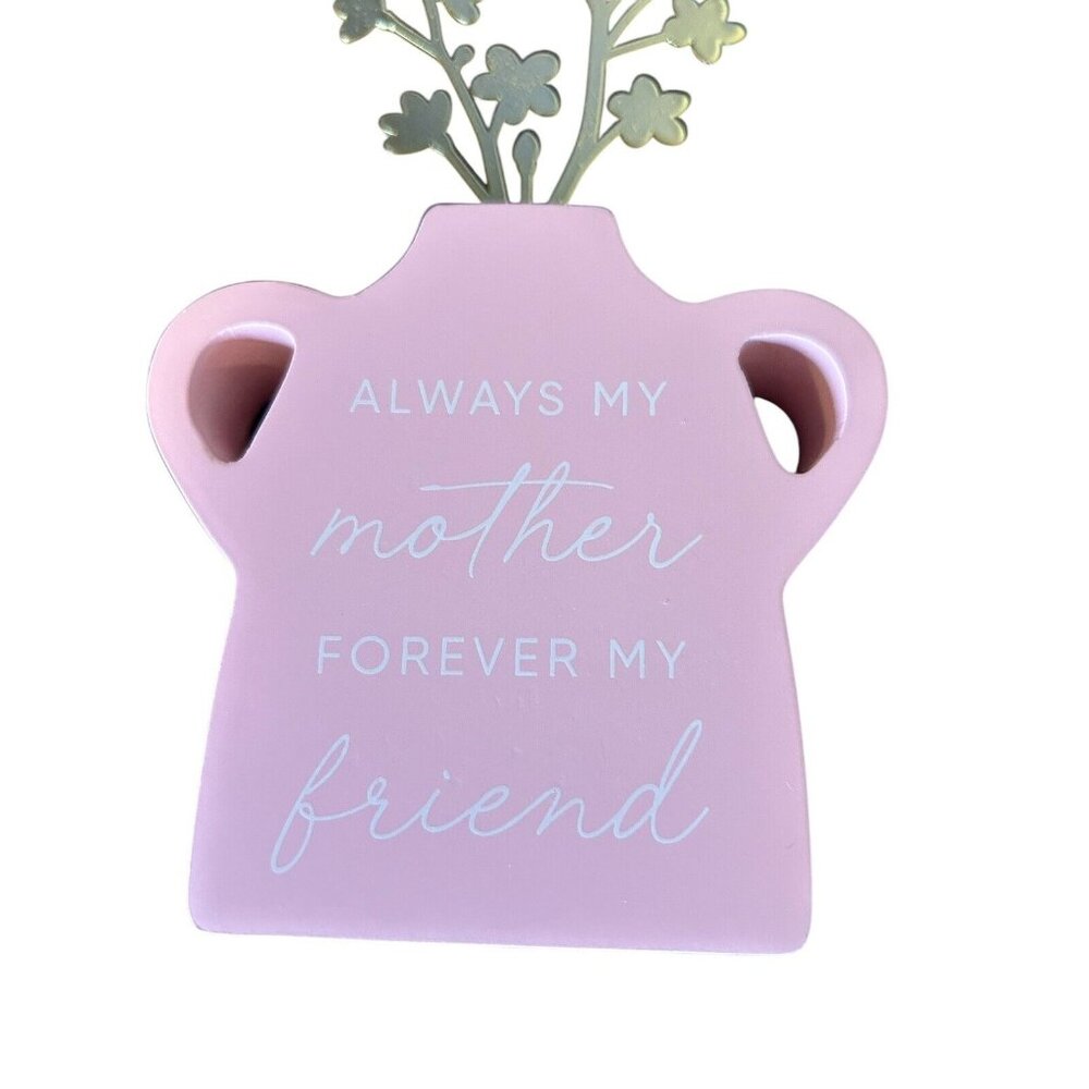 Belle Maison Wooden Decor Flower Pot With Metal Petals Pink Always My Mother - Picture 2 of 7